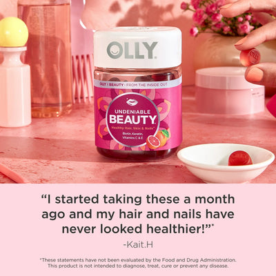 OLLY Undeniable Beauty Gummies – Biotin & Keratin for Hair, Skin & Nails (60 Ct)