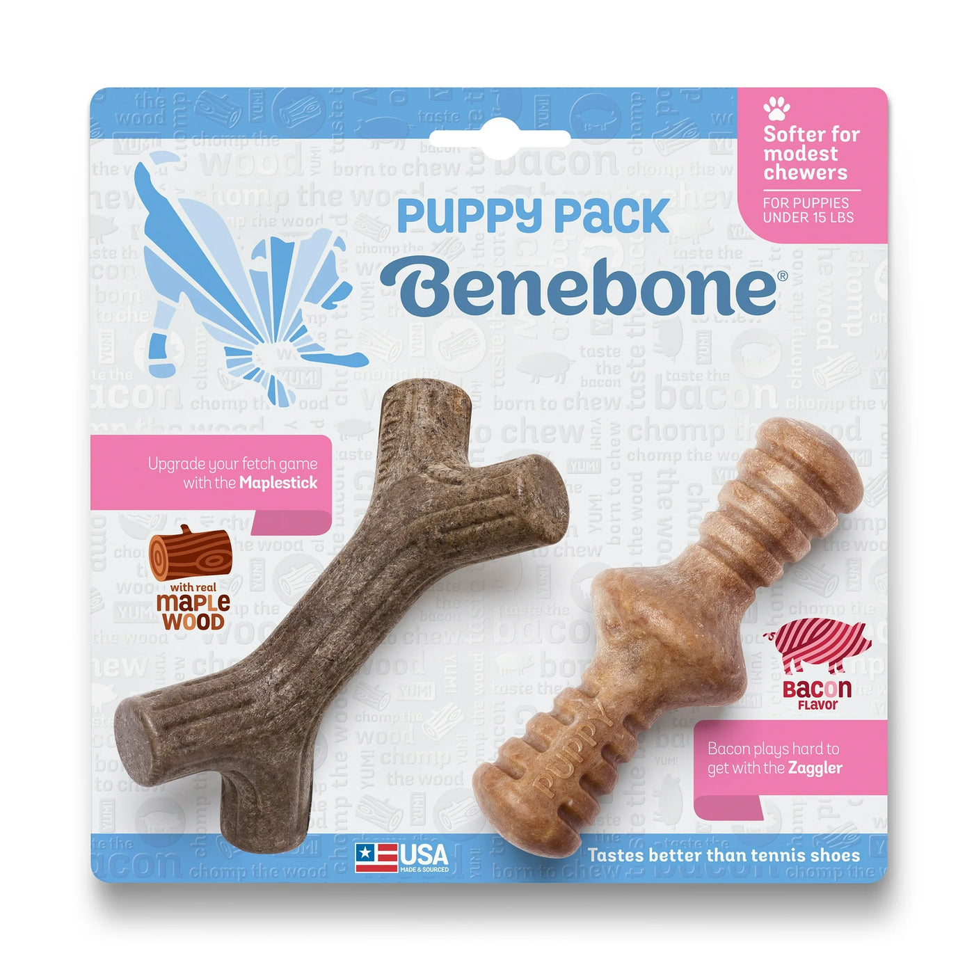 Benebone Puppy Maplestick & Zaggler Bacon Durable Dog Chew Toy