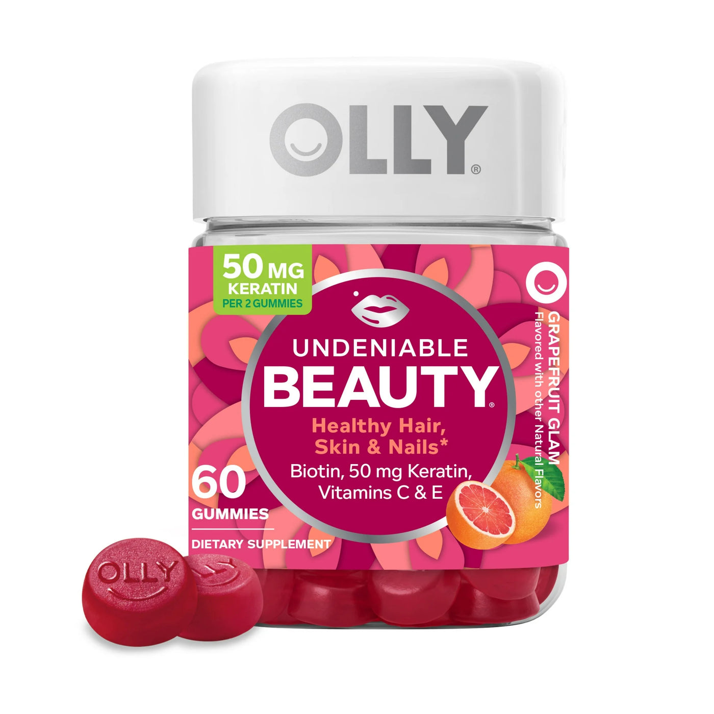 OLLY Undeniable Beauty Gummies – Biotin & Keratin for Hair, Skin & Nails (60 Ct)